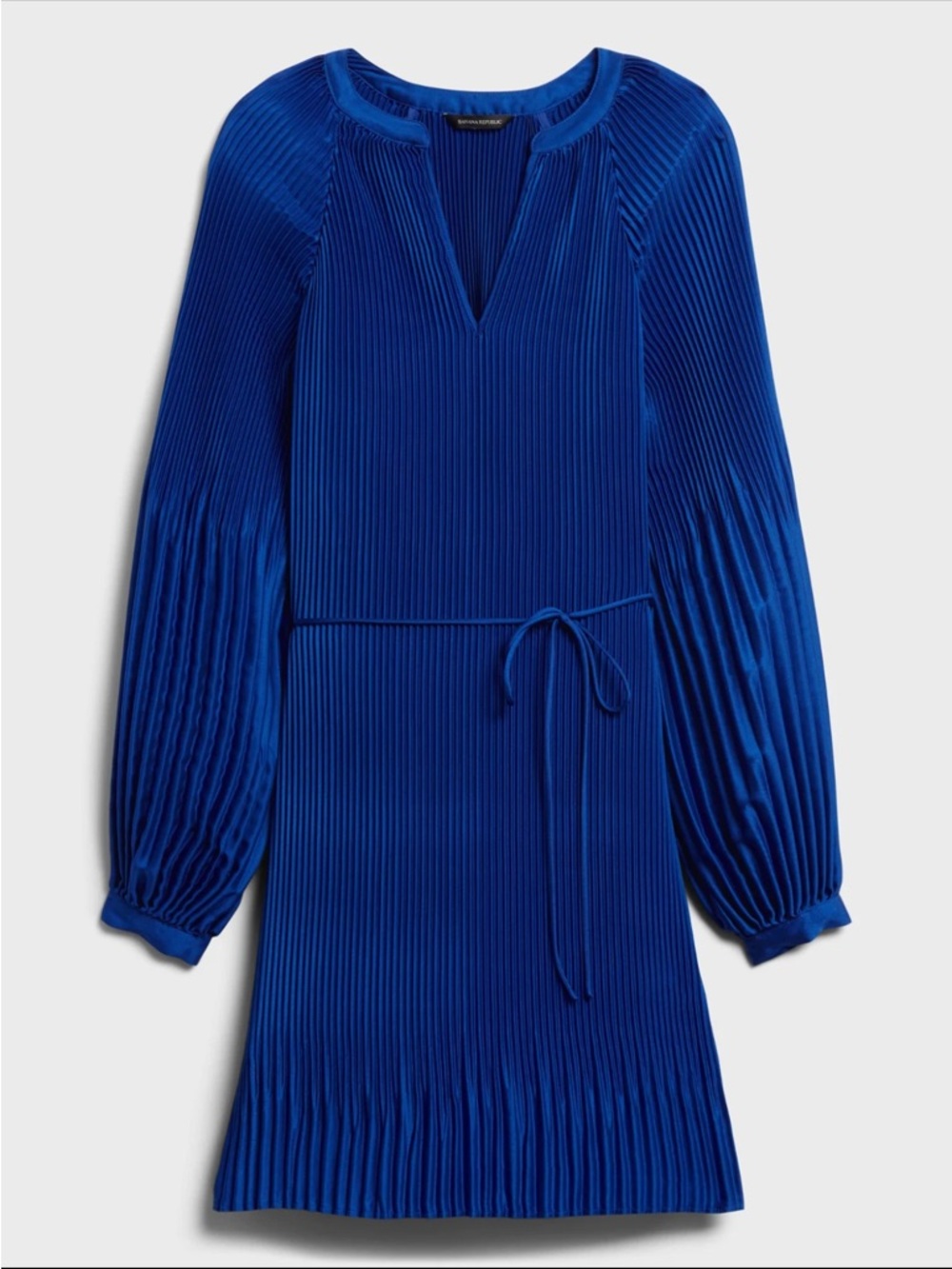Banana Republic Royal Blue Pleated Long Sleeve Dress - Picture 2 of 8